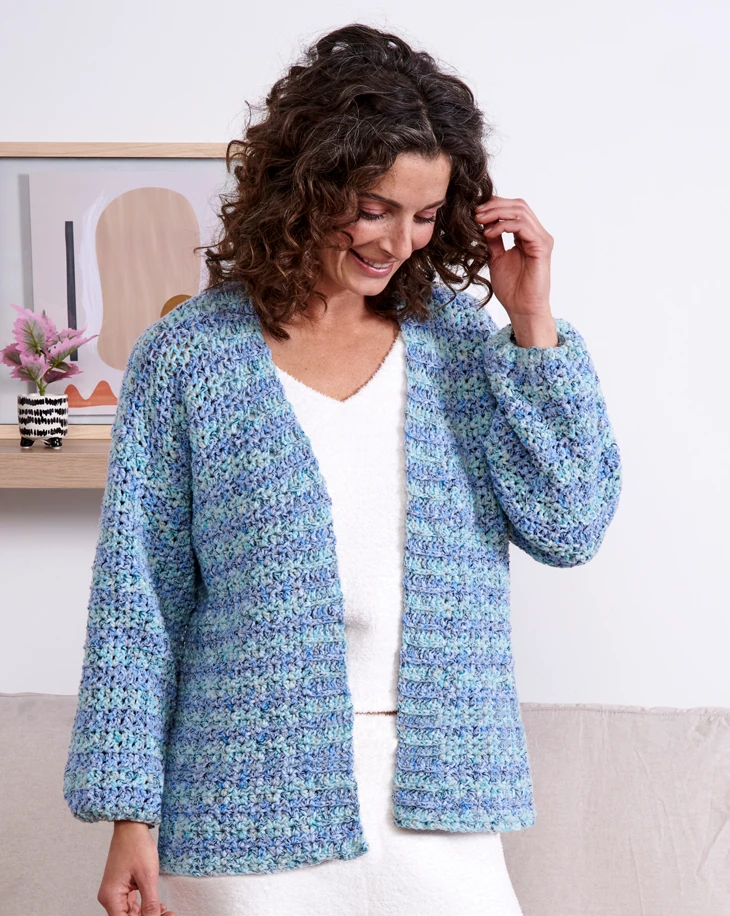 OCEAN MIX RELAXED CROCHET CARDIGAN