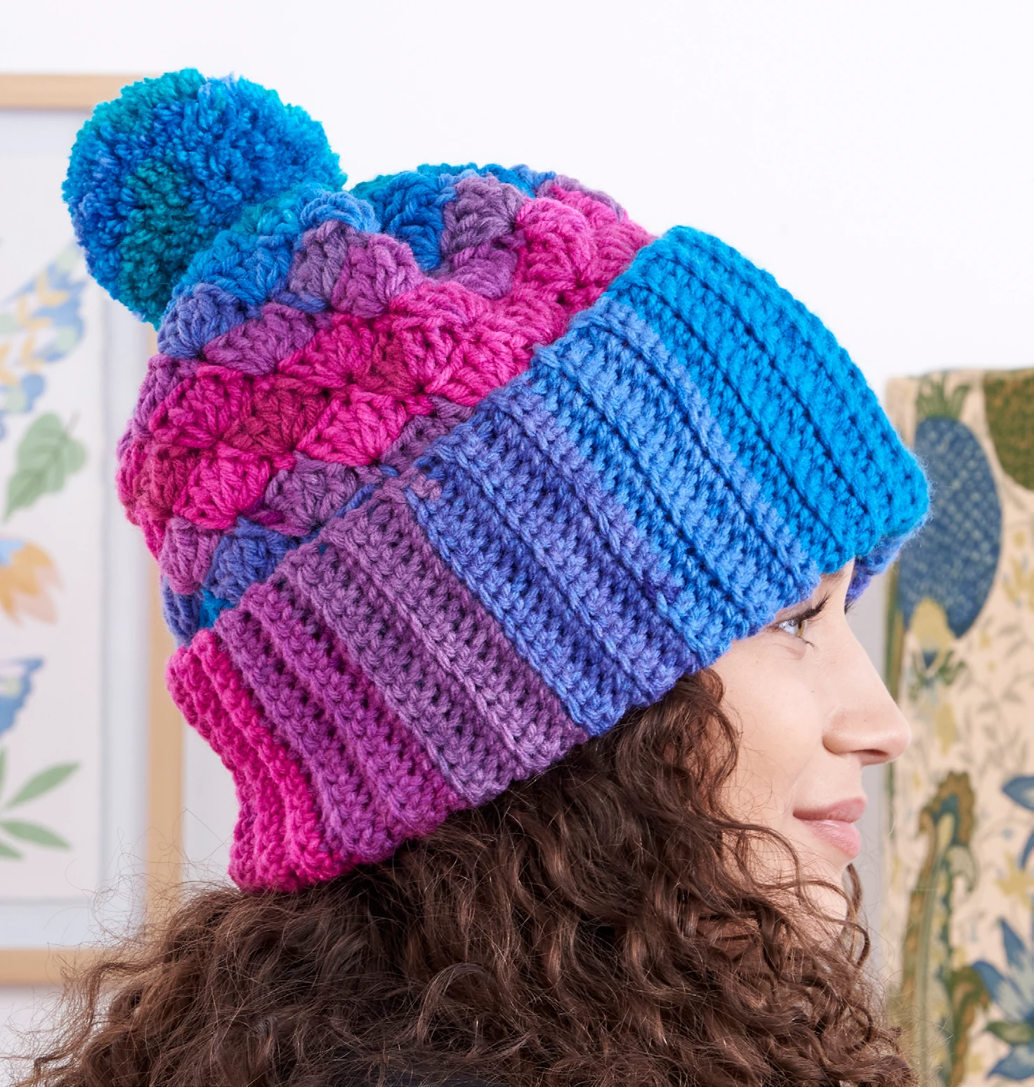 STRIPY SHELL STITCHES CROCHET HAT