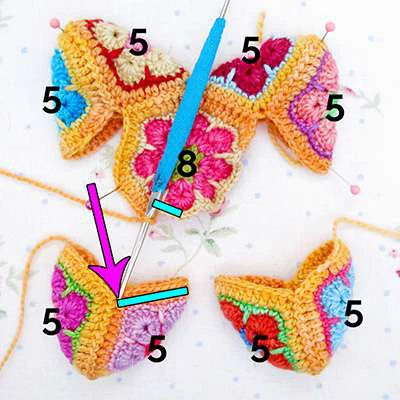 Granny squares dinausor visual from source page 16