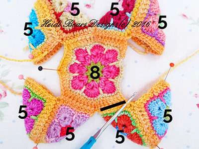Granny squares dinausor visual from source page 16