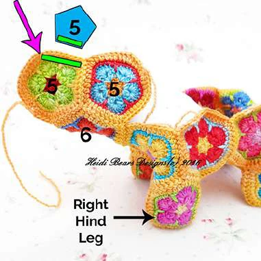 Granny squares dinausor visual from source page 21