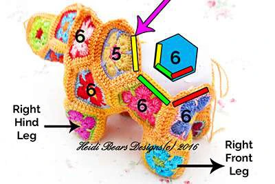 Granny squares dinausor visual from source page 23