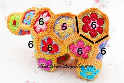 Granny squares dinausor visual from source page 23