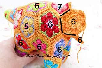 Granny squares dinausor visual from source page 25