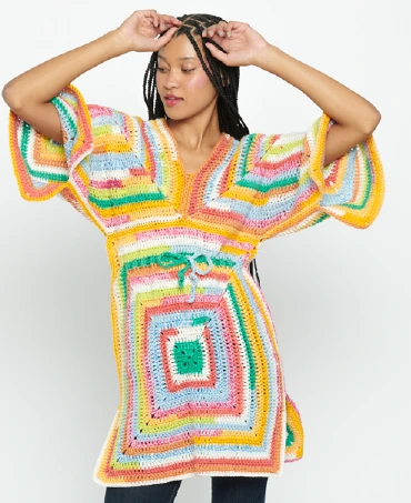 Handmade Crochet Tunic Pattern | Beginner-Friendly Colorful Striped Beach Cover-Up & Top PDF Pattern
