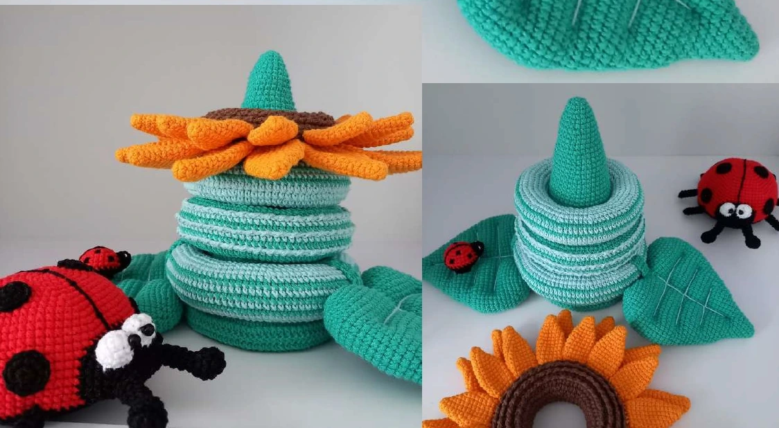 Sunflower Stacking Toy Crochet Pattern PDF | Amigurumi Stacking Rings